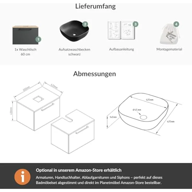 Planetmöbel Badmöbel-Set Astra, (Badezimmer Möbel im modernen Design, 2-St), Badezimmer Möbel im modernen Design – Bild 4