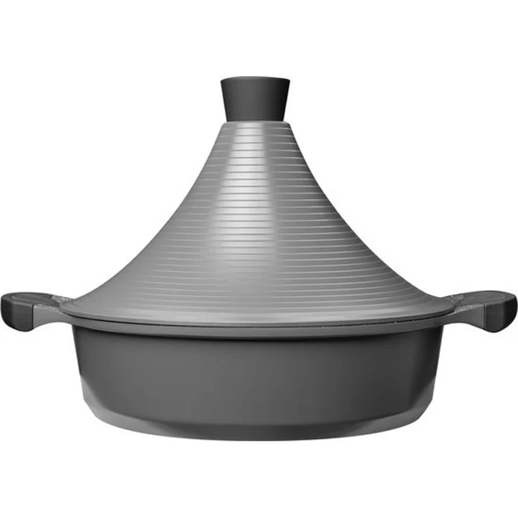 Aluguss Tajine Tagine Ø28cm Induktion Silikongriffe Gartopf Dampfgarer Bräter silber – Bild 2