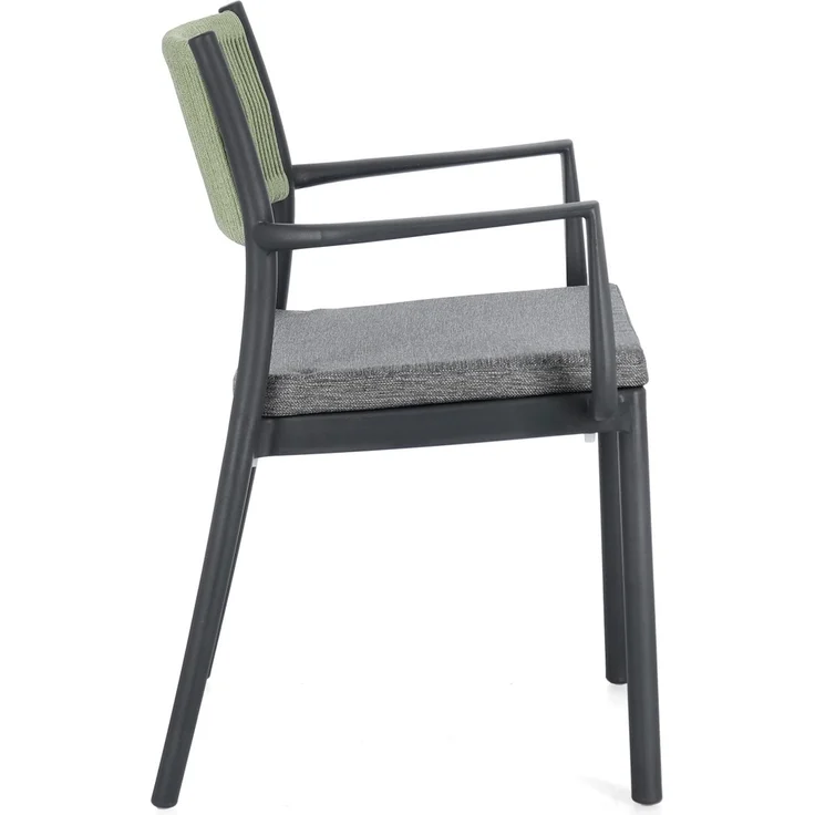 Gartenstuhl Nivala Metallgeflecht, modern und stapelbar, anthrazit grün, inkl. Kissen – Bild 3