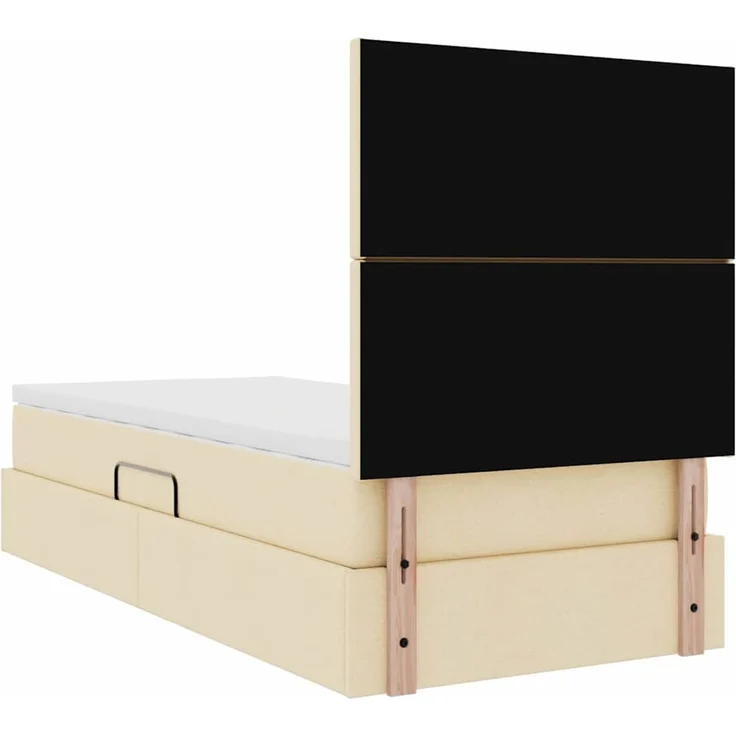 vidaXL LED-Speicherbett mit Matratze Creme 90 x 200 cm Stoff 3372331 – Bild 12