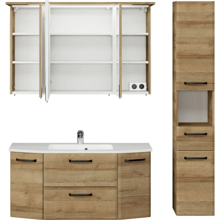 Saphir Badmöbel-Set Quickset 318, mit Türdämpfer, (4-St), Badezimmer-Set mit Mineralmarmorwaschtisch und Hängeschrank – Bild 3