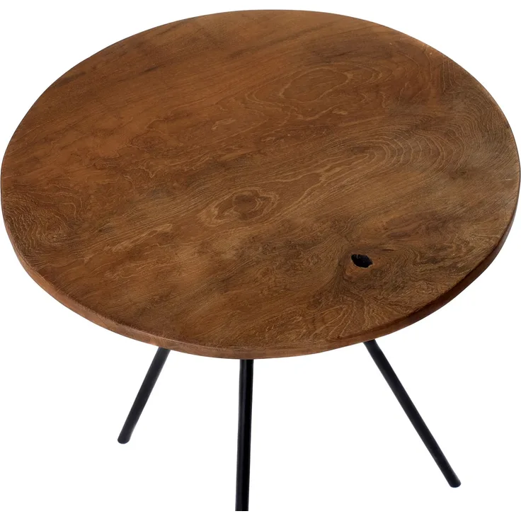 Brillibrum Beistelltisch, einzigartige Tischplatte aus Teakholz, 45 x 39,5 cm