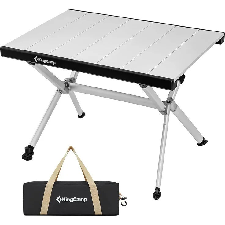 KingCamp KC2204 Campingtisch klappbar, Klapptisch Balkon Klein, Aluminium Roll-Up Falttisch für 4 Personen bis 80kg, 60 x 45 x 40 – Bild 8