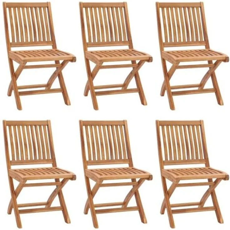 vidaXL Klappbare Gartenstühle mit Kissen 6 Stk. Massivholz Teak 3072842