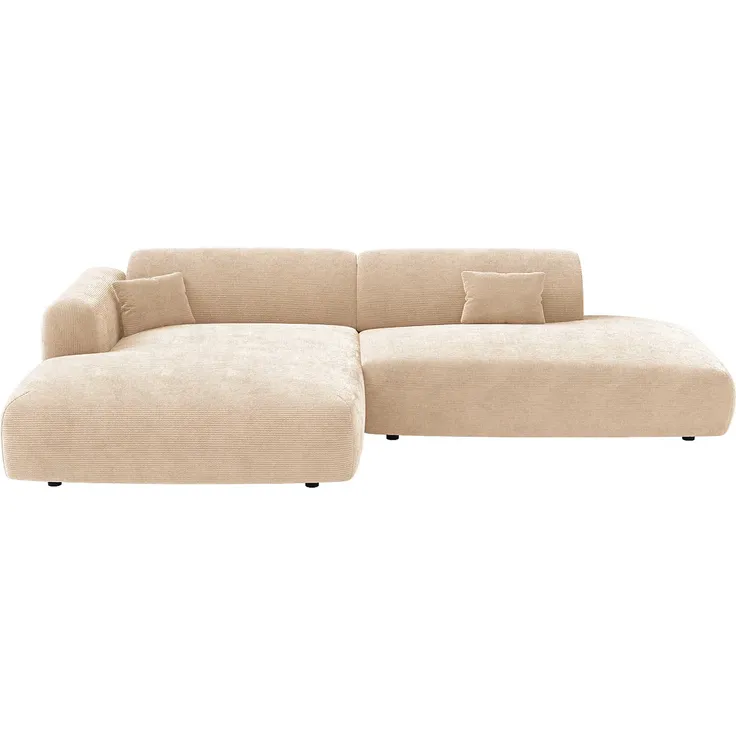 Vente-unique - POGNI Sofa SamtStoff Beige - B 160 cm x H 73 cm x L 300 cm