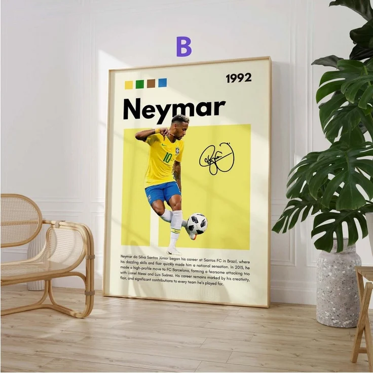 JUSTGOODMOOD Poster Fußball Stars Mbapp Neymar Messi Hakimi Haaland Yamal Sport Wanddeko P, B (1 St) – Bild 4