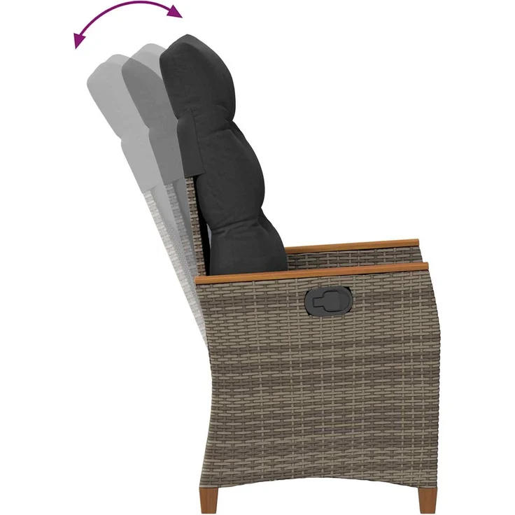 vidaXL Verstellbarer Gartenstuhl Grau und Dunkelgrau Poly-Rattan 42026865 – Bild 9