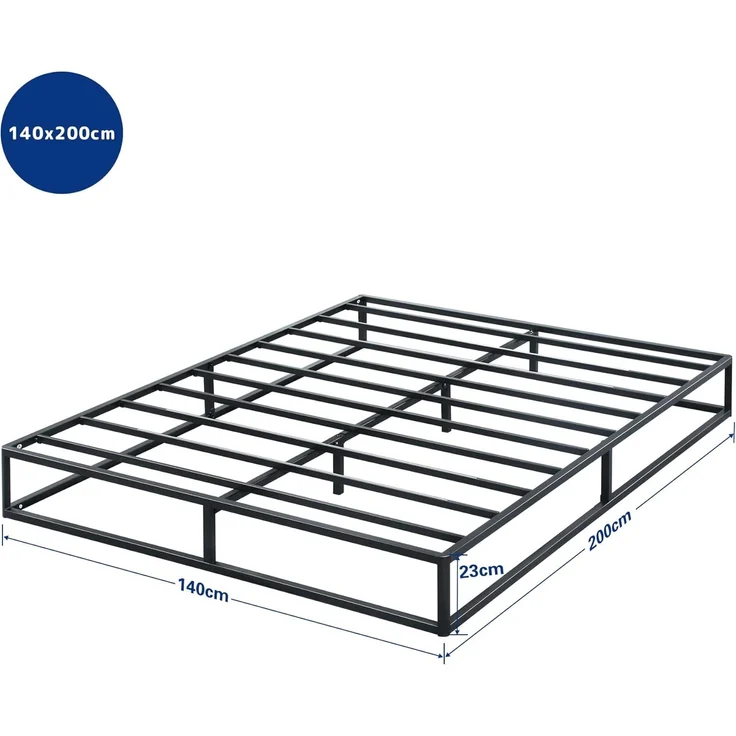 Olee sleep 22cm Modernes Metall-Plattform-Bettgestell / Bett / Metall / Metall-Bettgestell / Stahl-Lattenrost / Matratzenrahmen / Kein Boxspring erforderlich / 140x200 cm / Full / Schwarz – Bild 3
