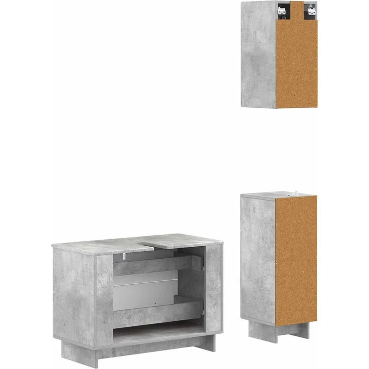 vidaXL 3-teiliges Badezimmer-Schranksystem EDE Betongrau Holzwerkstoff 3417741 – Bild 6