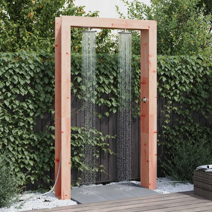 vidaXL Gartendusche 226 cm Massives Douglasholz und Edelstahl Natur 886342 – Bild 1