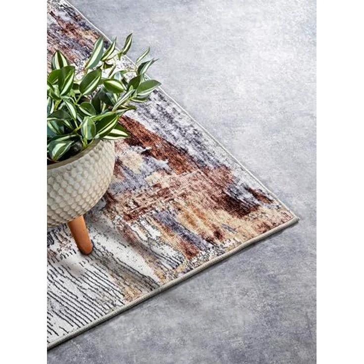 XXXL Flachwebeteppich Imagination, rechteckig 120x160 cm, Gold und Kupfer, Oeko-Tex® Standard 100, stuhlrollengeeignet, pflegeleicht, für Fußbodenheizung geeignet – Bild 7