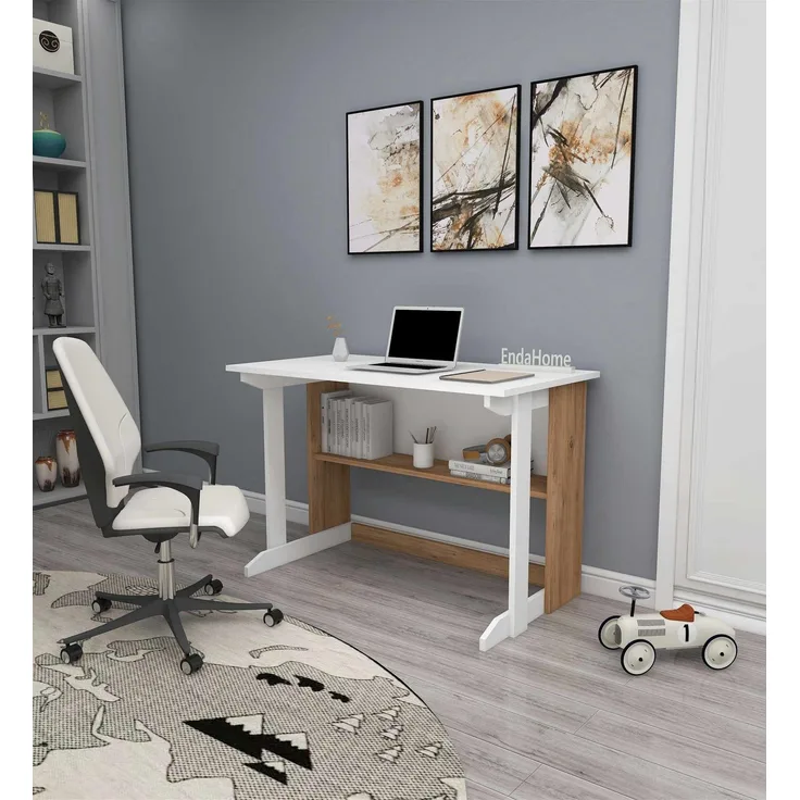 Skye Decor 'Pillar - Atlantic Pine, White' Schreibtisch, Atlantik-Kiefer / Weiß, 100 x 74,3 x 55,5 cm