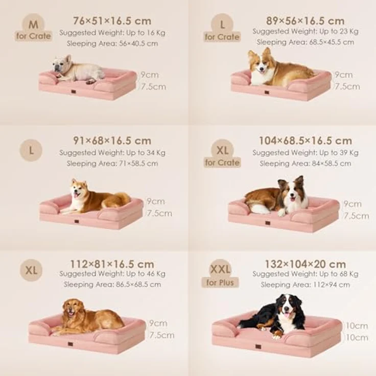 EHEYCIGA Orthopädisches Hundebett Grosse Hunde, Memory Foam, Mittelgroße Hunde, Waschbar Wasserdicht, rutschfest, mit Hohem Rand – Bild 6
