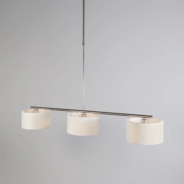 Qazqa Pendelleuchte Vt, ohne Leuchtmittel, E27, Weiß, Modern, Stahl, 3-flammig – Bild 1