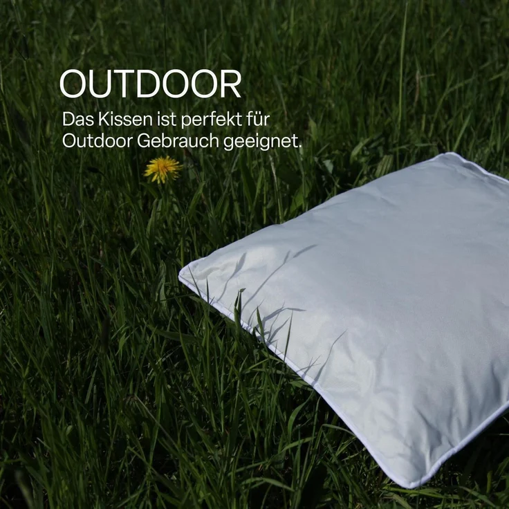 Outdoor Kissen mit Paspel ( 45 x 45 cm ) Dekokissen Garten - Reißverschluss - Schmutz- und Wasserabweisend - abnehmbarer Kissenbezug Beige 2er-Pack – Bild 5