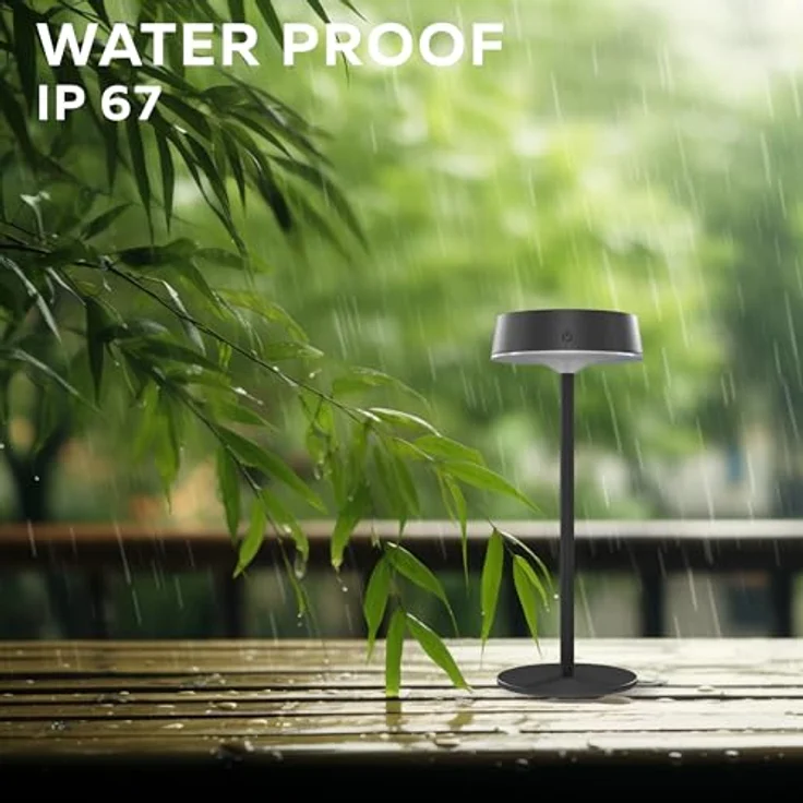 Calex Serino Solar Tischlampe, Kabellose LED-Leuchte mit Touch-Dimmer, IP44 Schutz, Dimmbar, Wiederaufladbar, Schwarz – Bild 3