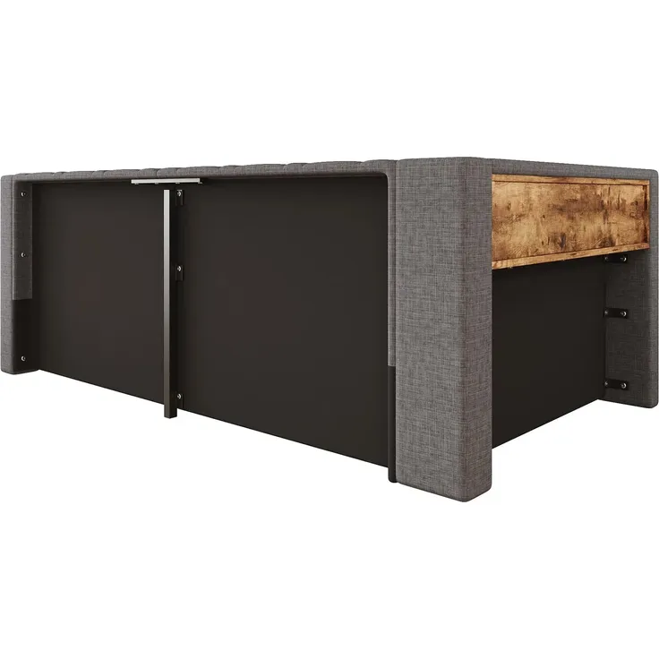 Schlafsofa mit LED-Streifen, Lattenrost, Regal, Rückenlehne, Aufbewahrung, Type-C und USB, 90x200 cm, Polsterbett, Einzelbett, Tagesbett, Leinen – Bild 8