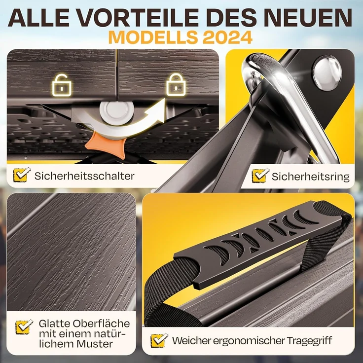 Ondis24 Biertischgarnitur Lisa Campingtisch 2X Bierbank 1x Biertisch Sitzbank klappbar Bierzeltgarnitur 3tlg. einfach transportabel (Braun, XL) – Bild 6