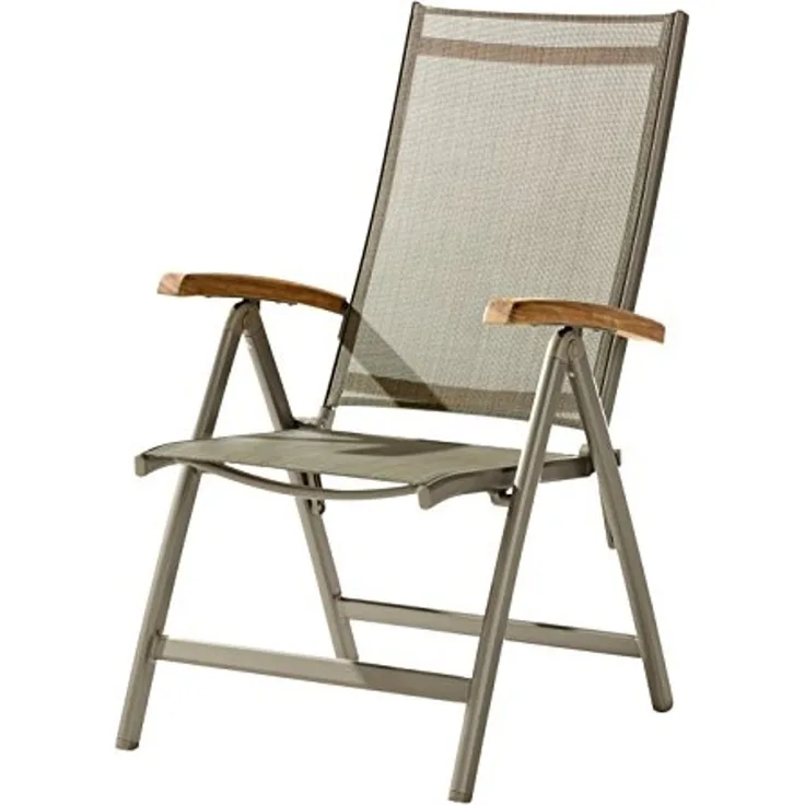 Sieger Cadiz Klappsessel klappbar, Aluminium Champagner 62 x 109 x 71 cm