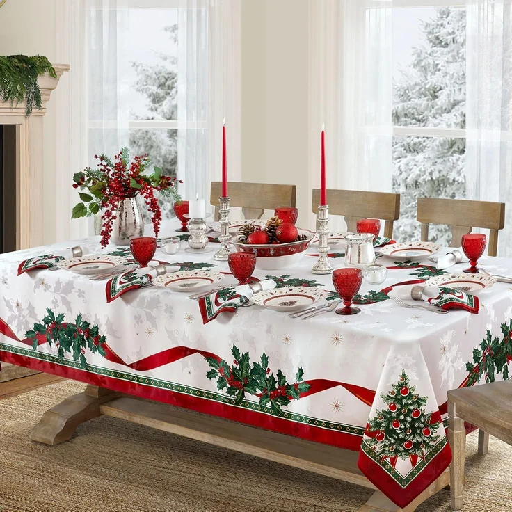 Elrene Home Fashions Villeroy & Boch Toy's Delight Tischdecke aus Stoff, Weihnachtsdekoration, 152,4 x 259,1 cm, rechteckig – Bild 2