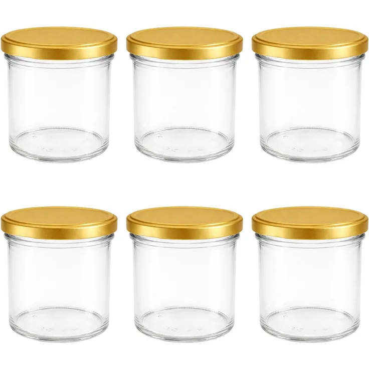 hocz 6x Marmeladengläser 167 ml | mit Deckel Gold TO 66 | Einmachgläser mit Schraubdeckel zum befüllen | Sturzgläser für Marmelade Schraubgläser | leere Gläser Set | 6 Stück