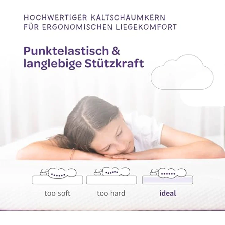 Träumeland - Matratze für Kinder & Jugendliche 90x200 cm | Duo Sleep Basic - Optimale Härtegrad - Oeko-TEX Zertifiziert & hygienisch Dank waschbarem Bezug (90 x 200 x 12) – Bild 7