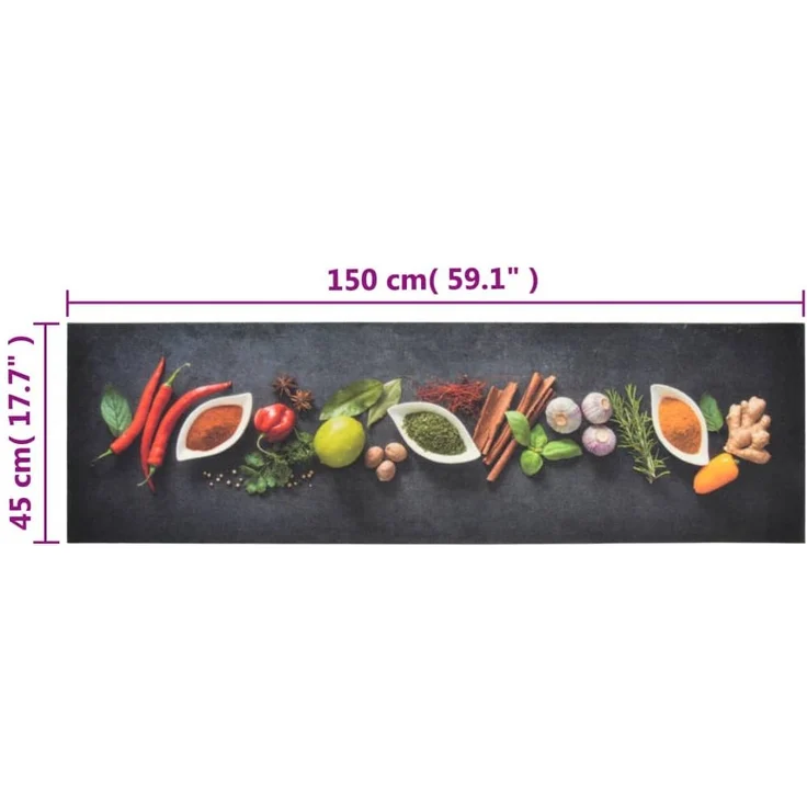 vidaXL Küchenteppich Waschbar Gewürze 45x150 cm Samt 136540 – Bild 4