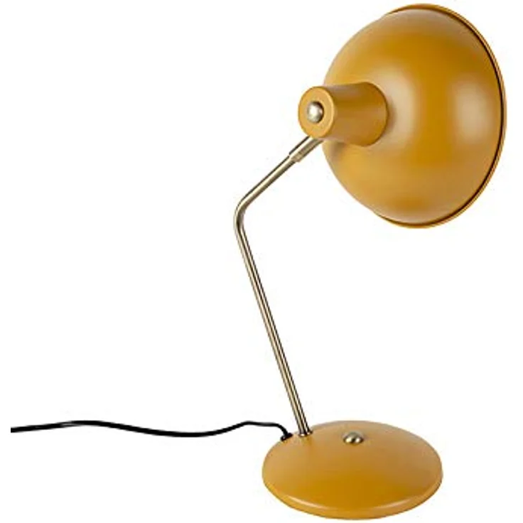 QAZQA Milou Modern Retro Tischlampe, gelb mit Bronze, E14, dimmbar, geeignet für Wohnzimmer und Schlafzimmer, Stahl rund, 38 cm hoch – Bild 9