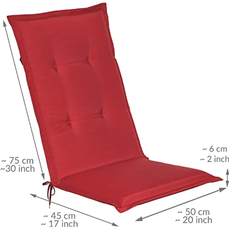 6er Set Beautissu Hochlehner Auflage Loft HL 120 x 50 x 6 cm Rot – Bild 4