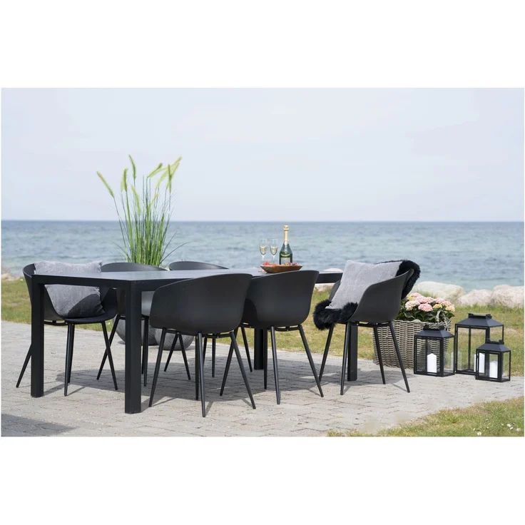 House Nordic Esszimmerstuhl, schwarz mit schwarzen Beinen - 2er set – Bild 8