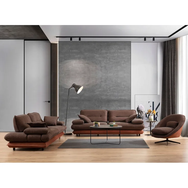 Sitzgruppe/Sofa Set - Wohnzimmergarnitur "Lunaria" 3+3+1-Braun