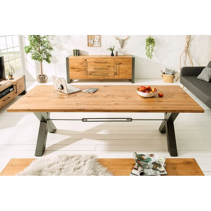 riess-ambiente Esstisch THOR 200cm natur (Einzelartikel, 1-St), Massivholz · Metall · X-Gestell · geölte Wildeiche · Industrial Design – Bild 2
