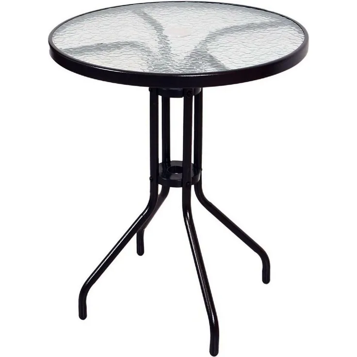 VCM Gartentisch Bistro Tisch mit Glasplatte