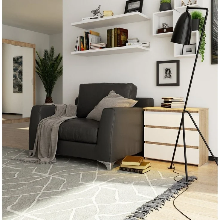 Home Collective Kommode mit drei Schubladen, 57 cm hoch und 60 cm breit, Wohnzimmer, Schlafzimmer, Flur, Sideboard, Highboard, viel Stauraum, sonoma weiß – Bild 3