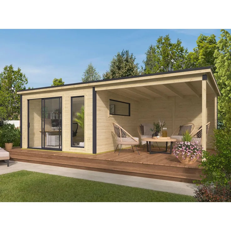 Gartenhaus Juist-2 + Anbau Schwedenrot