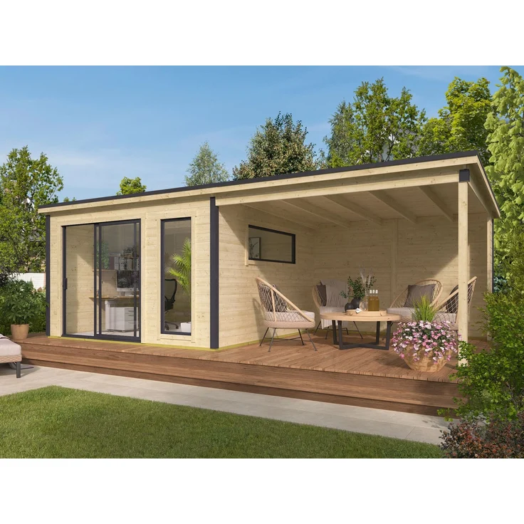Gartenhaus Juist-2 + Anbau Schwedenrot – Bild 1