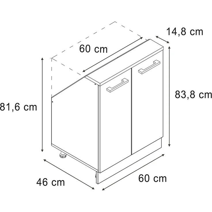 Küchenschrank für Dachschrägen R-Line Anthrazit-Gold 60 cm mit 2 Türen Vicco – Bild 2
