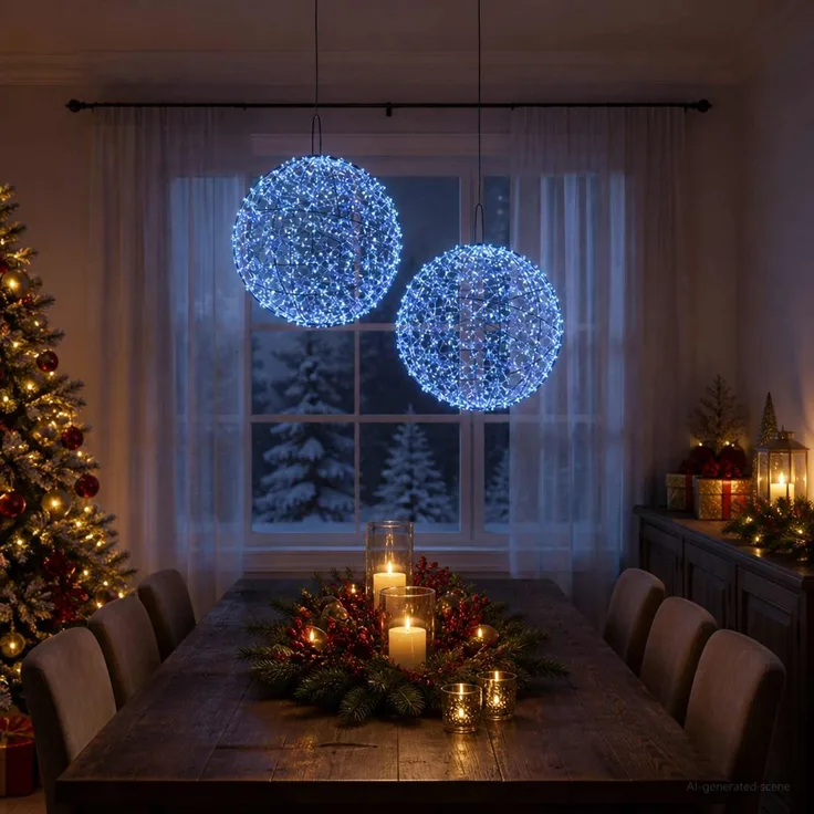 vidaXL Weihnachts-Finial-Licht 2 stk. 1900 LEDs Blau Ø 60 x 63 cm 42049791