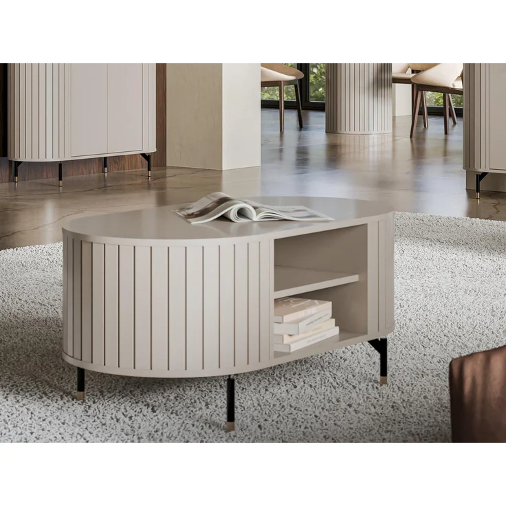 Compleo Couchtisch mit Ablagefach, Tee Tisch, Glamour design, Lamellen optik MODERNO – Bild 5
