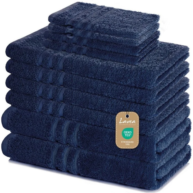 Lavea Handtuch Set Elena, Duschtücher, Handtücher, Gästetücher, Waschhandschuhe, 100% Baumwolle (Set, 10-St), Frottierserie, weich & saugstark, pflegeleicht, 500 g/m² Frottier – Bild 1