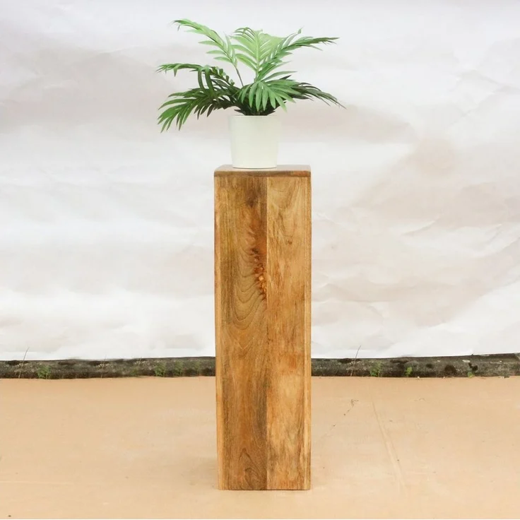 Oriental Galerie Blumenhocker Massive Holz Säule Viereckig Podest natur groß 85cm (1 St) – Bild 4