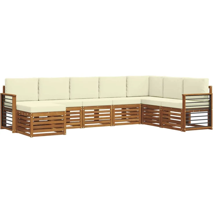 vidaXL Outdoor-Sofagarnitur 8 stk. 8-Sitzer Natur und Creme 3375300 – Bild 2
