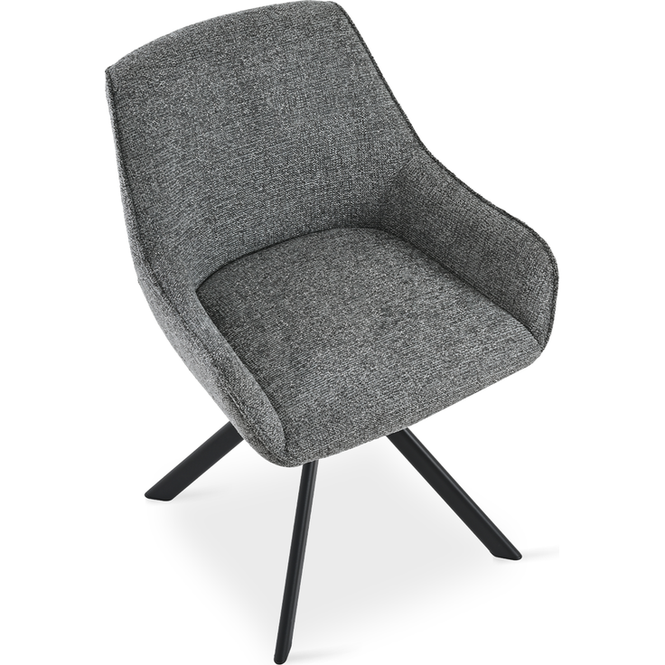 GOEURVANT 1178 Esszimmerstühle 4er-Set mit Armlehnen, 360° Drehbar, Chenille - Schiefergrau – Bild 4