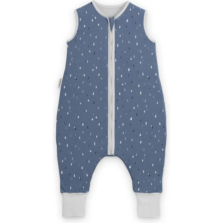 Ehrenkind® Babyschlafsack | Schlafsack mit Füßen 2.5 TOG | Bio-Baumwolle | Ganzjahres Schlafsack Baby Gr. 100 Farbe Jeansblau Tropfen | Oeko-Tex | Schlafsack winter und Sommer Schlafsack Kinder