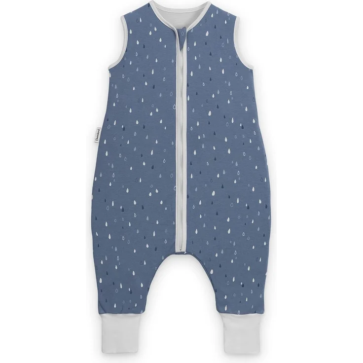 Ehrenkind® Babyschlafsack | Schlafsack mit Füßen 2.5 TOG | Bio-Baumwolle | Ganzjahres Schlafsack Baby Gr. 100 Farbe Jeansblau Tropfen | Oeko-Tex | Schlafsack winter und Sommer Schlafsack Kinder – Bild 1