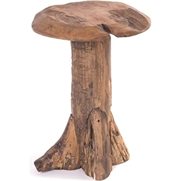 DESIGN DELIGHTS Beistelltisch BEISTELLHOCKER "DARWIN", Teakholz, Ø 30 cm, Wurzelholzhocker