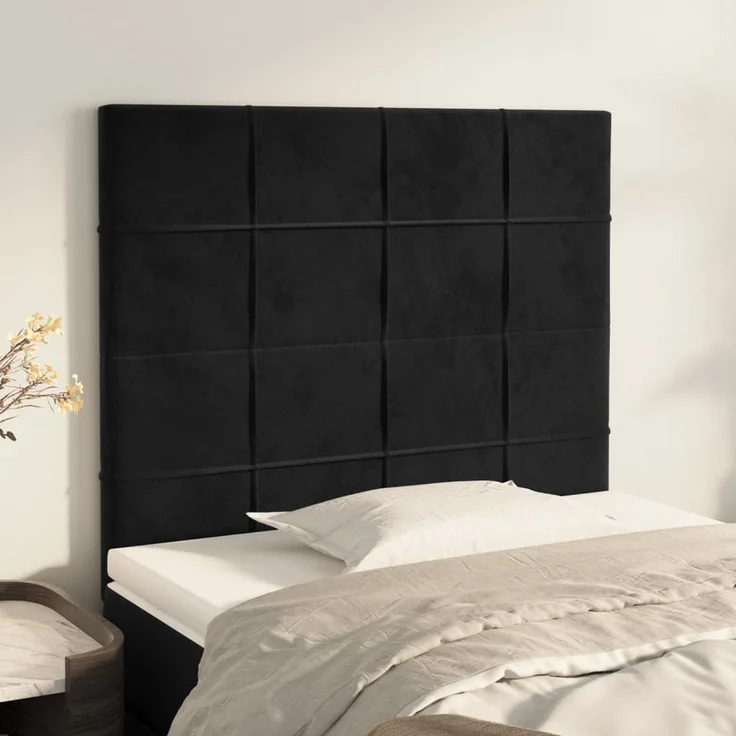vidaXL Kopfteile 2 Stk. Schwarz 90 x 5 x 78/88 cm Samt 3116370 – Bild 1
