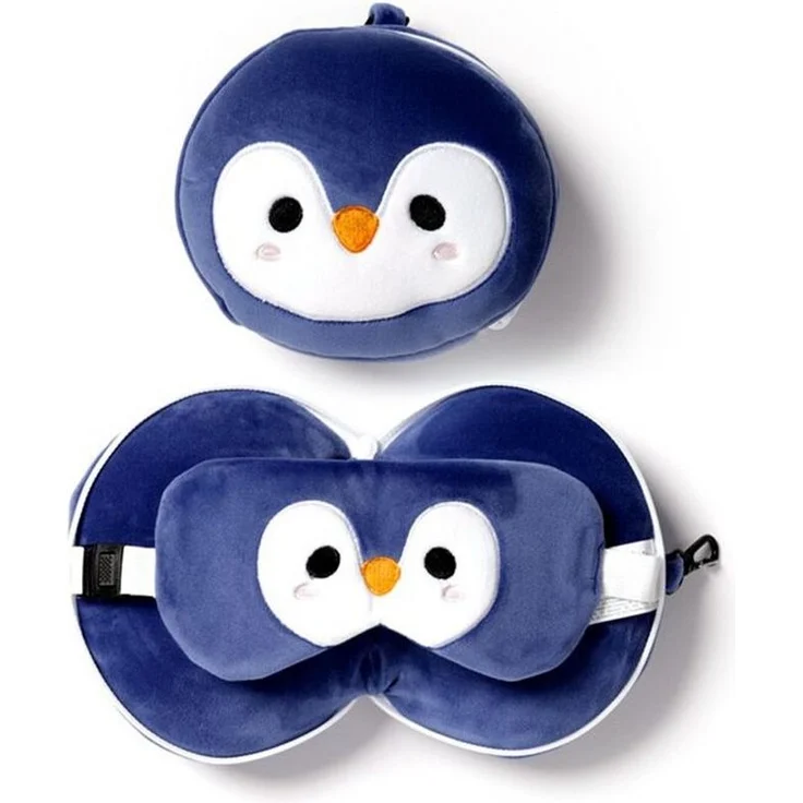 Puckator Reisekissen und Schlafmaske Pinguin, Plüsch, 1-tlg, Kopfkissen, ca. 14 x 27 x 6 cm (geöffnet) – Bild 5