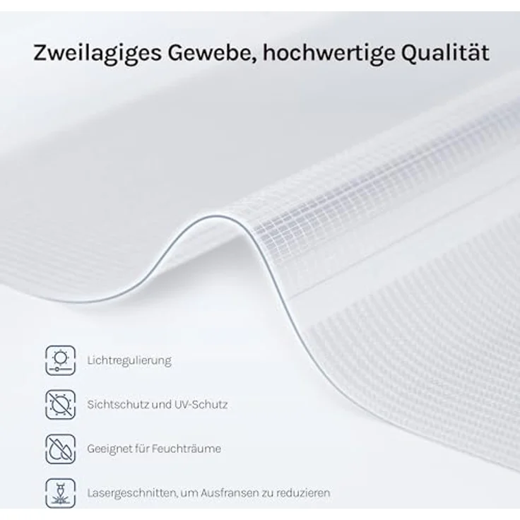 WOLTU Doppelrollo Klemmfix ohne Bohren 90x220 cm, Weiß | Duo Rollos für innen Fenster & Tür, Zebrarollo Lichtdurchlässig Fensterrollo Seitenzugrollo Verdunkelnd, Stoffbreite 87 cm – Bild 5