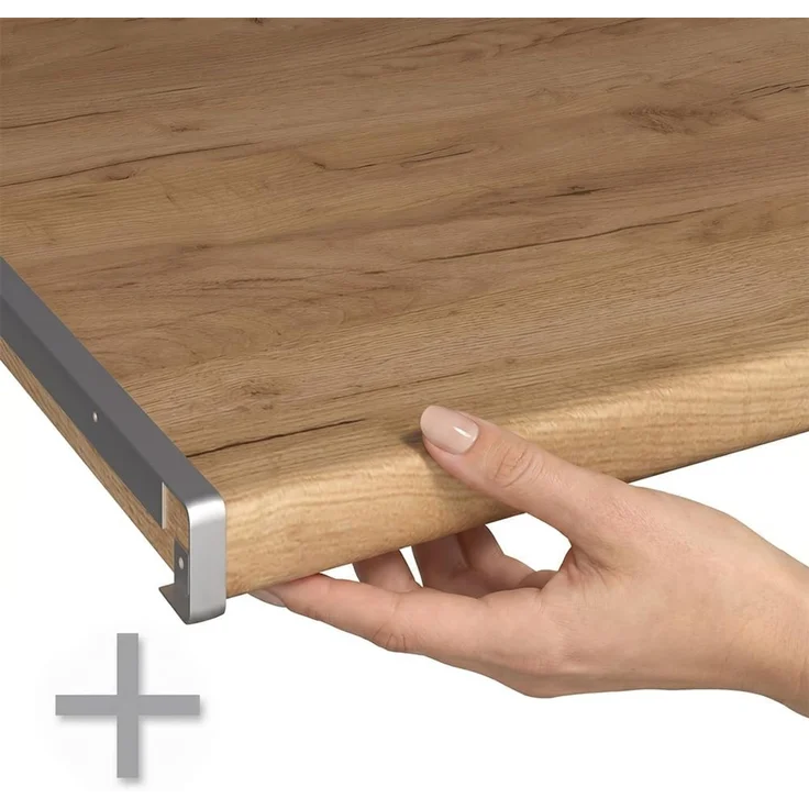 Küchenunterschrank R-Line Anthrazit Hochglanz/Weiß 80 cm mit 3 Schubladen Arbeitsplatte Goldkraft Eiche Vicco – Bild 3